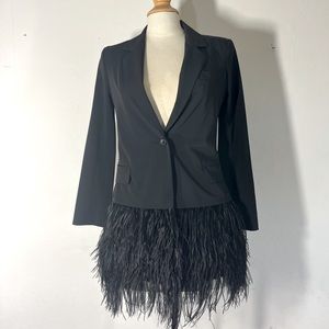 Elizabeth and James ostrich feather tuxedo blazer dress coat size 4